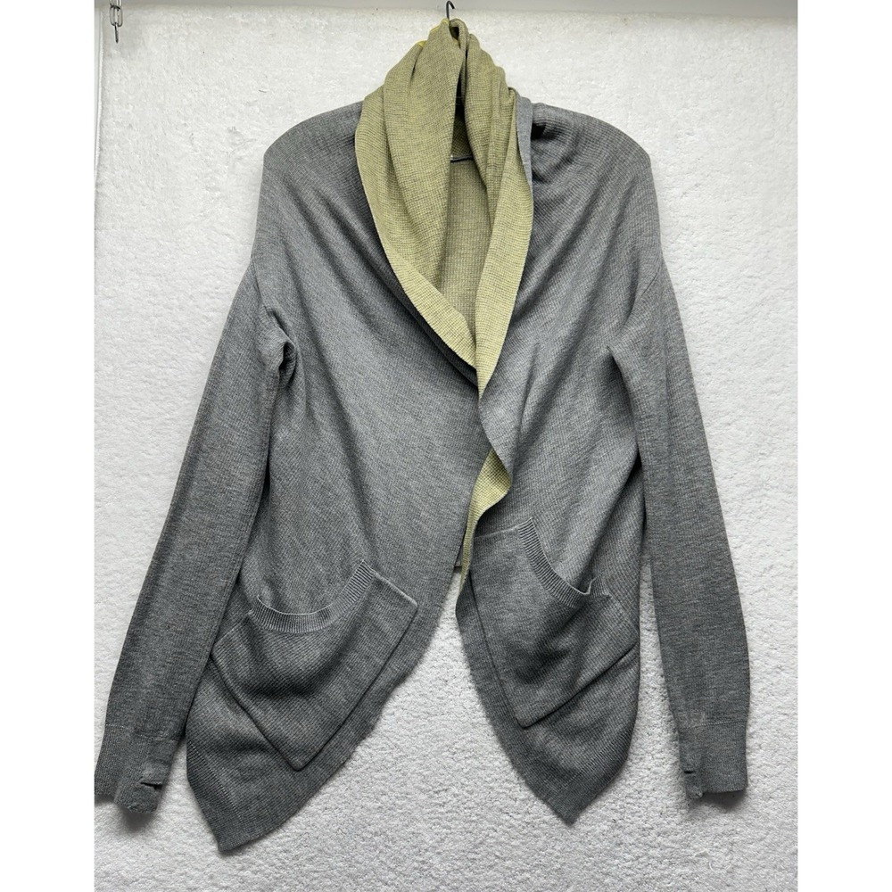 Lululemon Womens Size 10? Gray Yellow Reversible Cabin Yogi Wrap Sweater (M5) - Picture 1 of 6